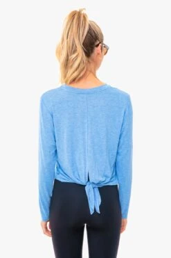 Light Blue Heather Tie Back Long Sleeve Tee -Loeffler Cloth Shop HZmegoOYQ5uLQZflhxR6n1biGNfxROih 1