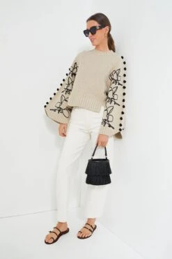 Stone Black Adele Wool Embroidered Knit -Loeffler Cloth Shop Ho0z9MJapi7yLW75IAUNGEckilkZVaSl 1