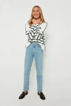 White & Forest Green Striped Emsley Turtleneck -Loeffler Cloth Shop HosXMUn3gH7JJYmbYiUtzyuoLeD6BvbY 1