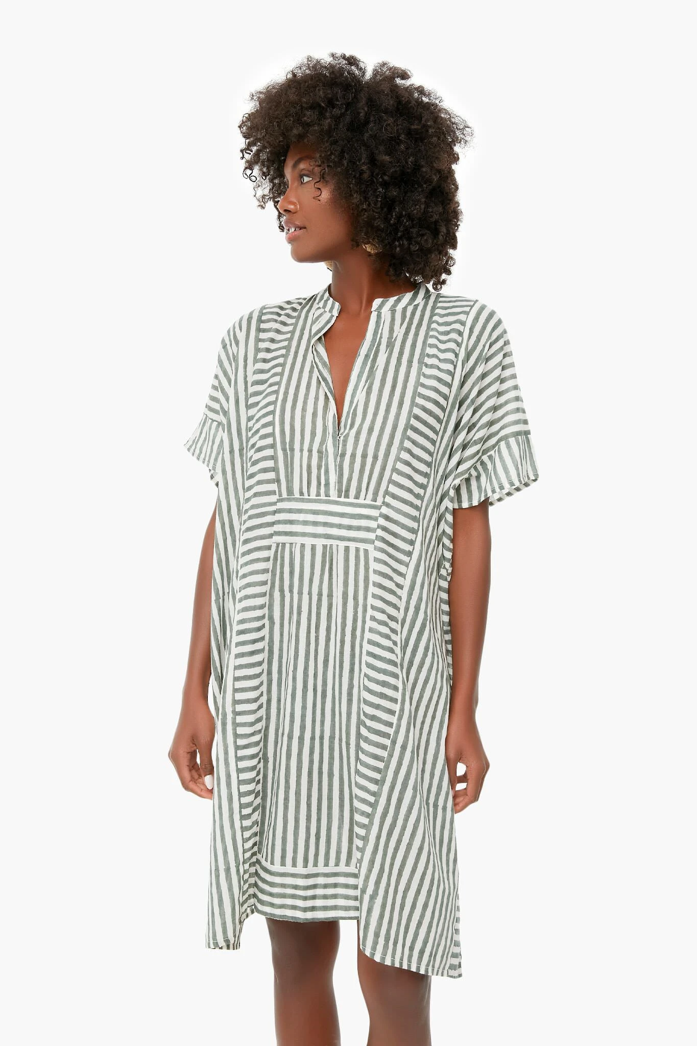 Moss Stripe Emerson Short Caftan 4 Moss Stripe Emerson Short Caftan - Image 2