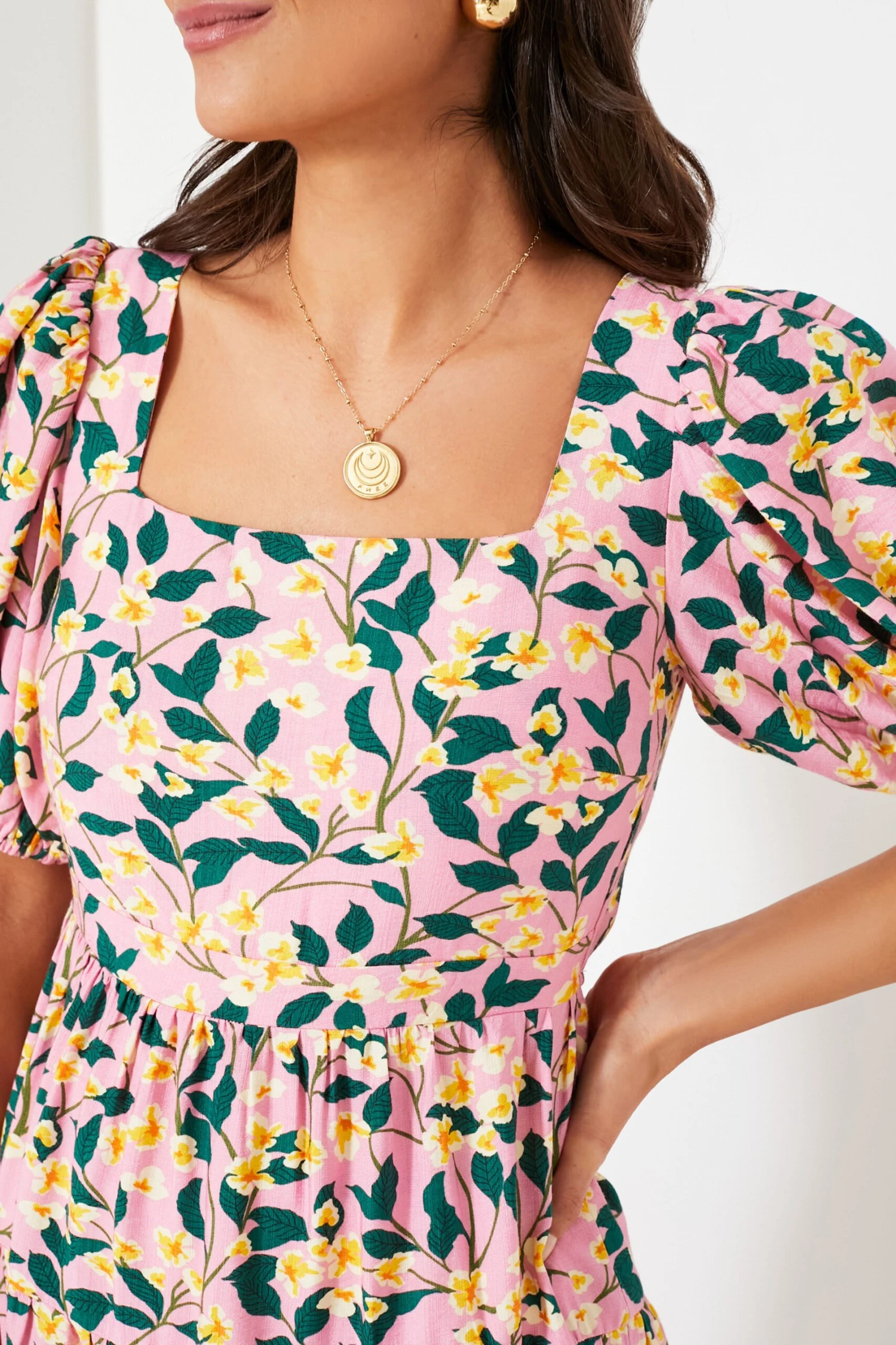 Exclusive Pink Multi Floral Print Midi Dress 7 Exclusive Pink Multi Floral Print Midi Dress - Image 5