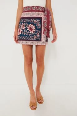 Farm Rio Teal Ainika Charm Overlapped Mini Skirt