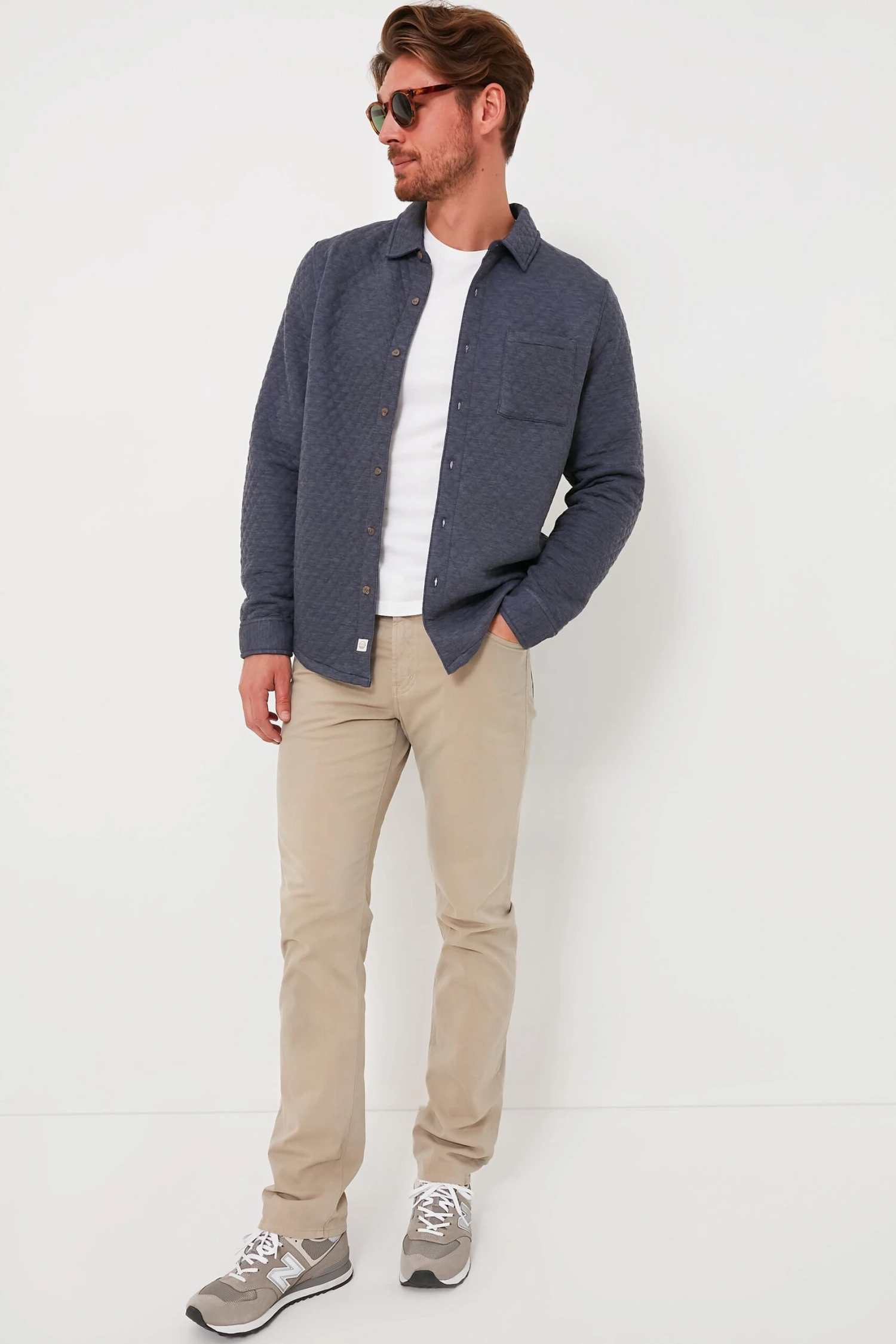Marine Layer Navy Heather Oatmeal Corbet Quilted Overshirt 4 Marine Layer Navy Heather Oatmeal Corbet Quilted Overshirt - Image 2