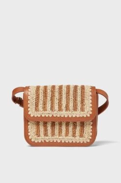 Loeffler Randall Natural Brown Kenton Crochet Crossbody