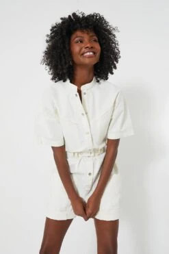 Isabel Marant Etoile Ecru Kiara Summer Cotton Poplin Romper