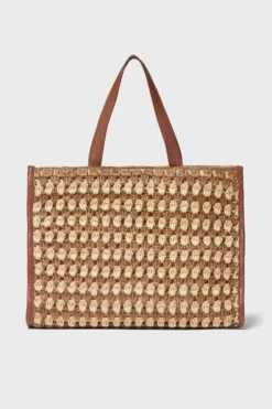 Loeffler Randall Natural Brown Crochet Pia Tote