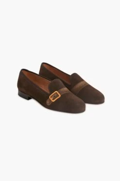 Luggage Brown Velvet Strapped Venetian Loafers -Loeffler Cloth Shop IKMcrF8KbXbAYHsUry8zEu2RZ1jrvIRj 1