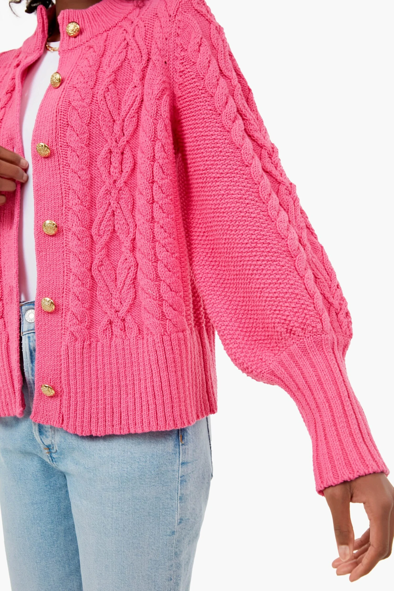 Hot Pink Cotton Colette Cardigan 8 Hot Pink Cotton Colette Cardigan - Image 6