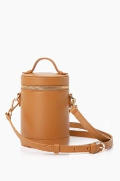 Paravel Atlas Tan Leather Crossbody Capsule Bag