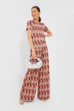 Marella Rust Geometric Lurex Knit T-Shirt -Loeffler Cloth Shop KLAm2YmbKHlH6vkdWAmszx24dX0ktHBi 1
