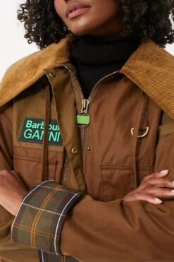 Tan Sand Barbour Ganni Block Spey Jacket -Loeffler Cloth Shop LcOxRpUzR0wpBUYKHH6UMYVyov0mNrla 1