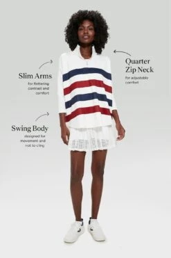 Americana Stripe Martina Quarter Zip -Loeffler Cloth Shop M6TKdZiuXc8bqI03n5sh45w8UutcoZoQ 1