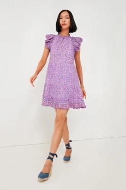 Vineyard Vines Violet Katama Print Ruffle Dress