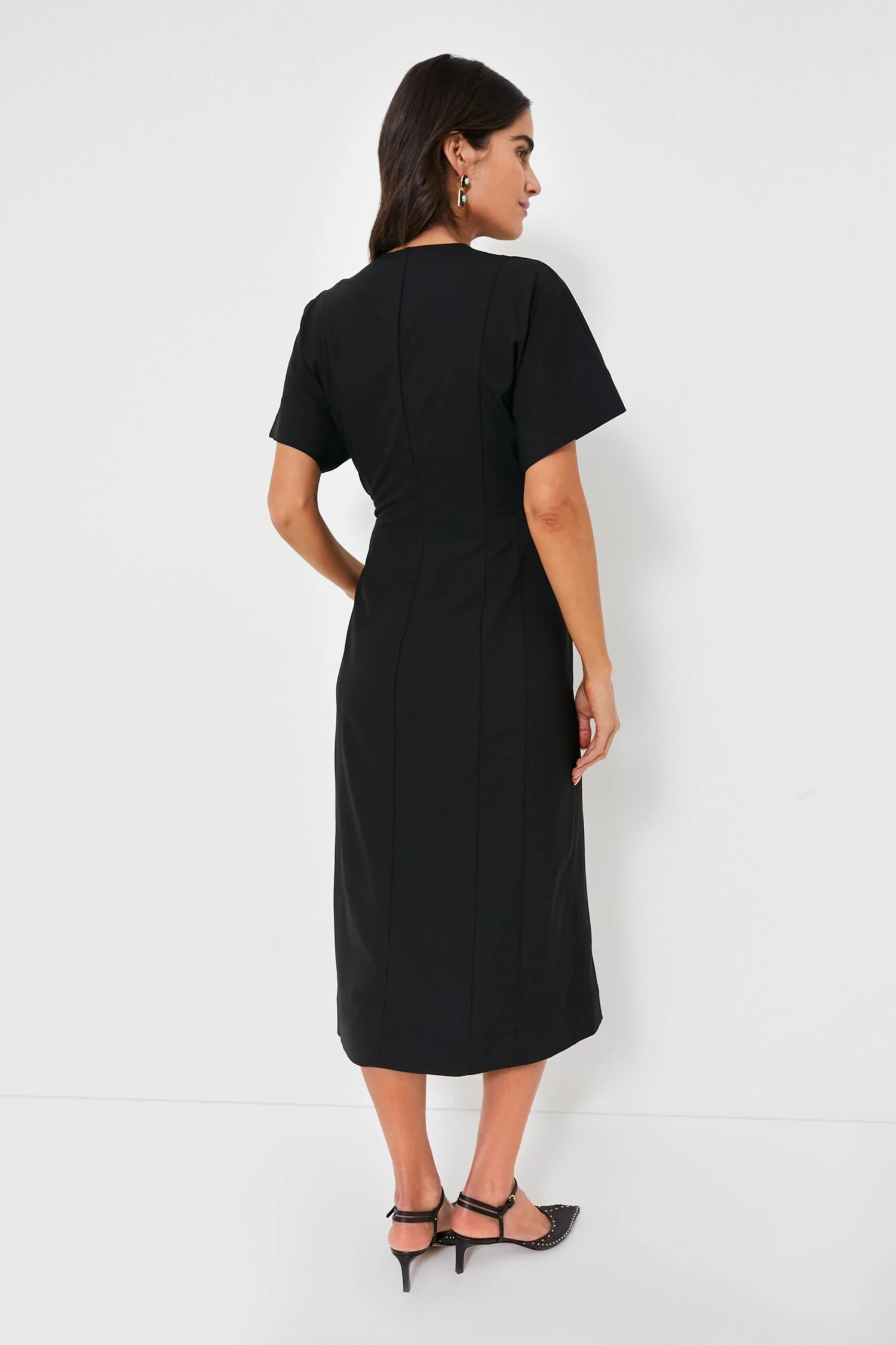 Ganni Black Drapey Melange Midi Dress 6 Ganni Black Drapey Melange Midi Dress - Image 4
