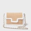 Natural And White Woven Shoulder Bag