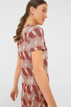 Marella Rust Geometric Lurex Knit T-Shirt -Loeffler Cloth Shop NHhQQOB72ecPonSH3TkkSDumvNHfjtaU 1