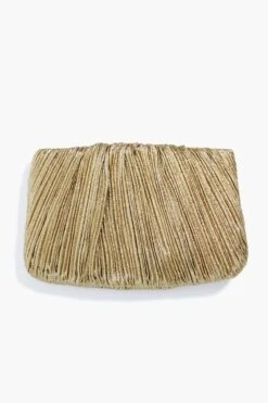 Loeffler Randall Oro Lame Brit Pleated Clutch