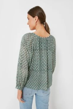 Day Flowers Juniper Frances Blouse -Loeffler Cloth Shop OLmlkJNGwIKaJFCUzchNV30S52W9MqXf 1