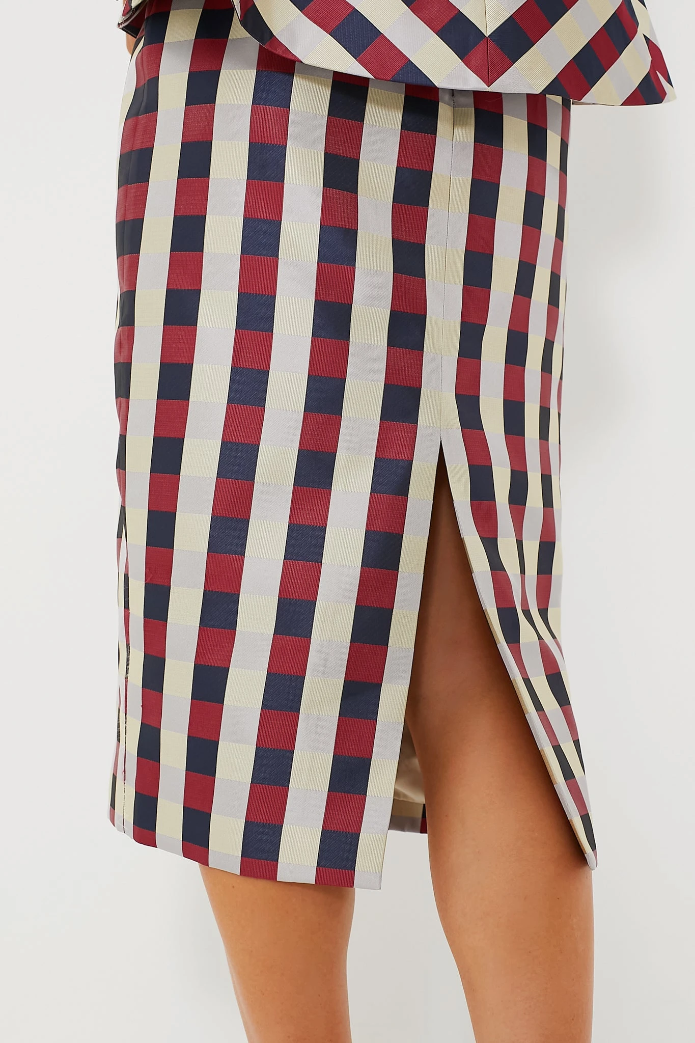 Bordeaux Check Jacquard Cynthia Skirt 7 Bordeaux Check Jacquard Cynthia Skirt - Image 5