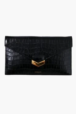 Black Croc London Clutch