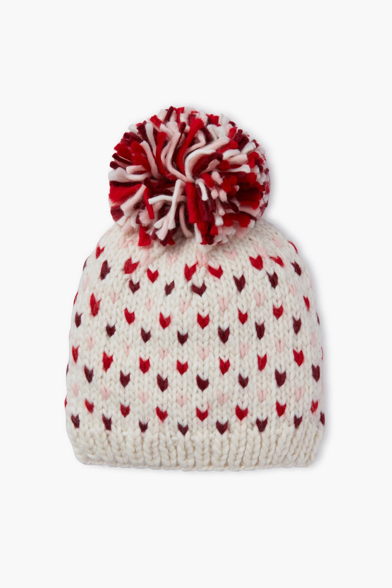 Lollipop Red Hand Knitted Multi Mini Heart Pompom Hat 3 Lollipop Red Hand Knitted Multi Mini Heart Pompom Hat