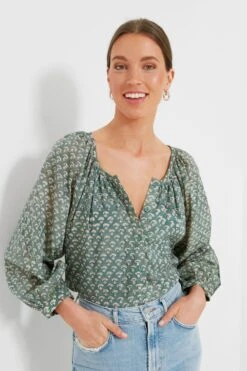 Day Flowers Juniper Frances Blouse -Loeffler Cloth Shop PgeSVX9Vm4WMoKJyYzUT7FbDLNrRoJU7 1