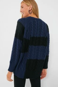 Navy And Black Color Block Cable Sweater -Loeffler Cloth Shop PpcTYkQGw7IktDzB7bcwtNl4MP0I4OxK 1
