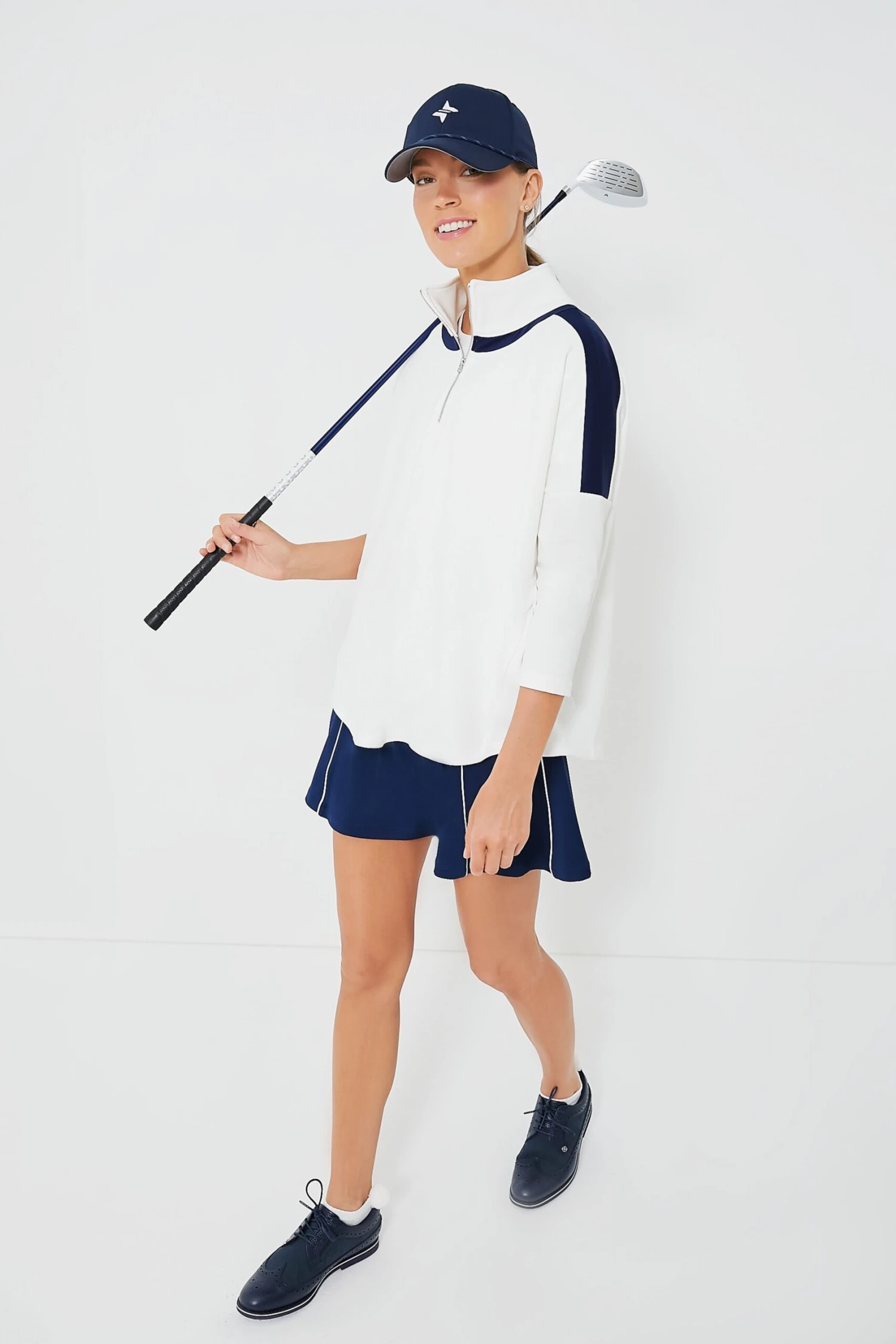 White And Navy Amelie Quarter Zip 6 White And Navy Amelie Quarter Zip - Image 5