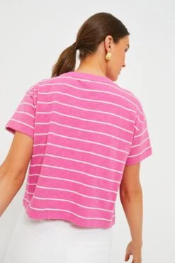 Marine Layer Pink And Skipper Blue Stripe Heavy Slub Boxy Crew Crop Tee -Loeffler Cloth Shop R7N1dKYqDSFgRxBqzQRBkHJjo0S50Vo7 1
