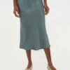 ANINE BING Dark Sage Bar Silk Skirt