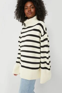 Ecru And Black Striped Turtleneck Sweater -Loeffler Cloth Shop SNkggQ6SSaTPq6z8T412bUcgjF1imMLh 1