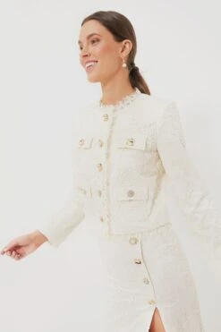 SELF PORTRAIT Cream Cord Lace Jacket