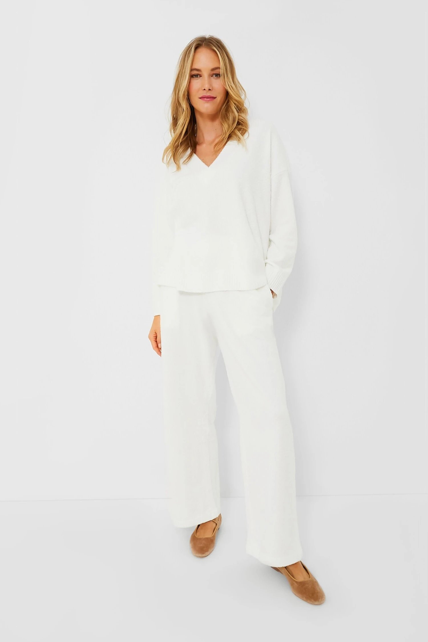 Eberjey Ivory Recycled Boucle V-Neck Top 4 Eberjey Ivory Recycled Boucle V-Neck Top - Image 2