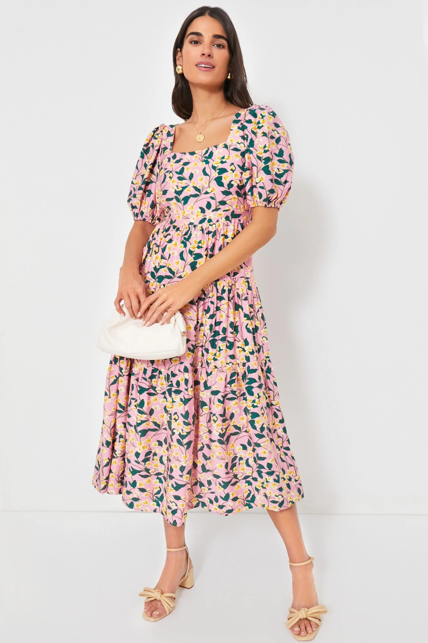 Exclusive Pink Multi Floral Print Midi Dress 4 Exclusive Pink Multi Floral Print Midi Dress - Image 2