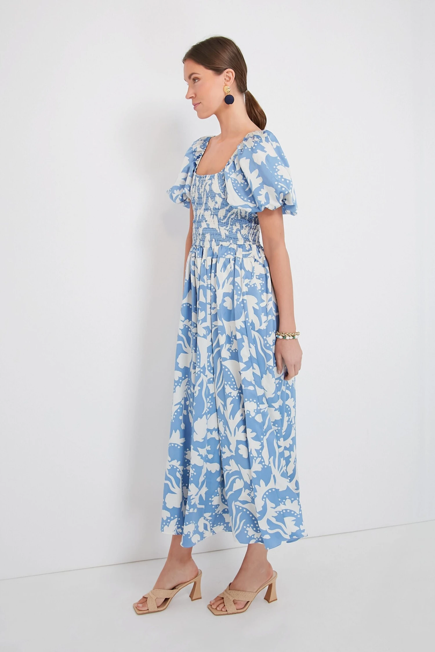 Blue Puff Sleeve Midi Dress 5 Blue Puff Sleeve Midi Dress - Image 3