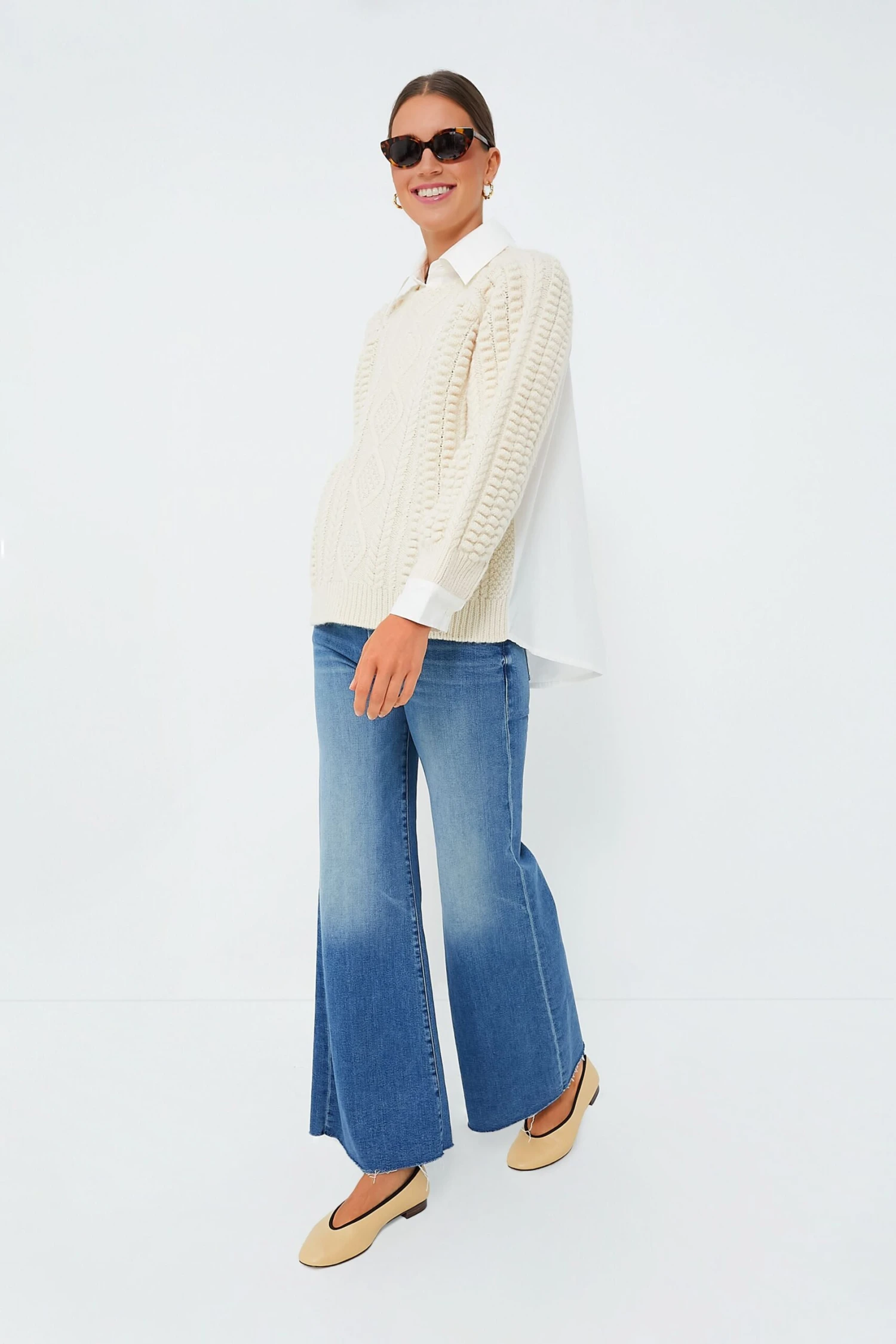 Cream Leni Fisherman Cable Long Sleeve Combo Sweater 4 Cream Leni Fisherman Cable Long Sleeve Combo Sweater - Image 2