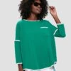 Green And White Terry Farah Pullover