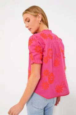 Pink And Orange Sesame Blouse -Loeffler Cloth Shop XMa8zruCDAqtL2lbEf0oKMEzMN157kbC 1