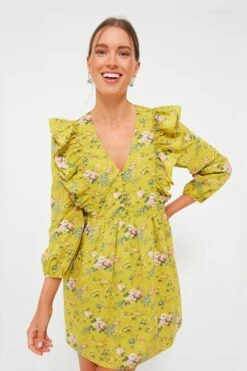 Green Floral Ruffle Reese Mini Dress