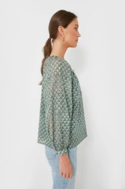 Day Flowers Juniper Frances Blouse -Loeffler Cloth Shop YgjPfOVqjOi2R8q4YDtv1yn5DrVufRE6 1