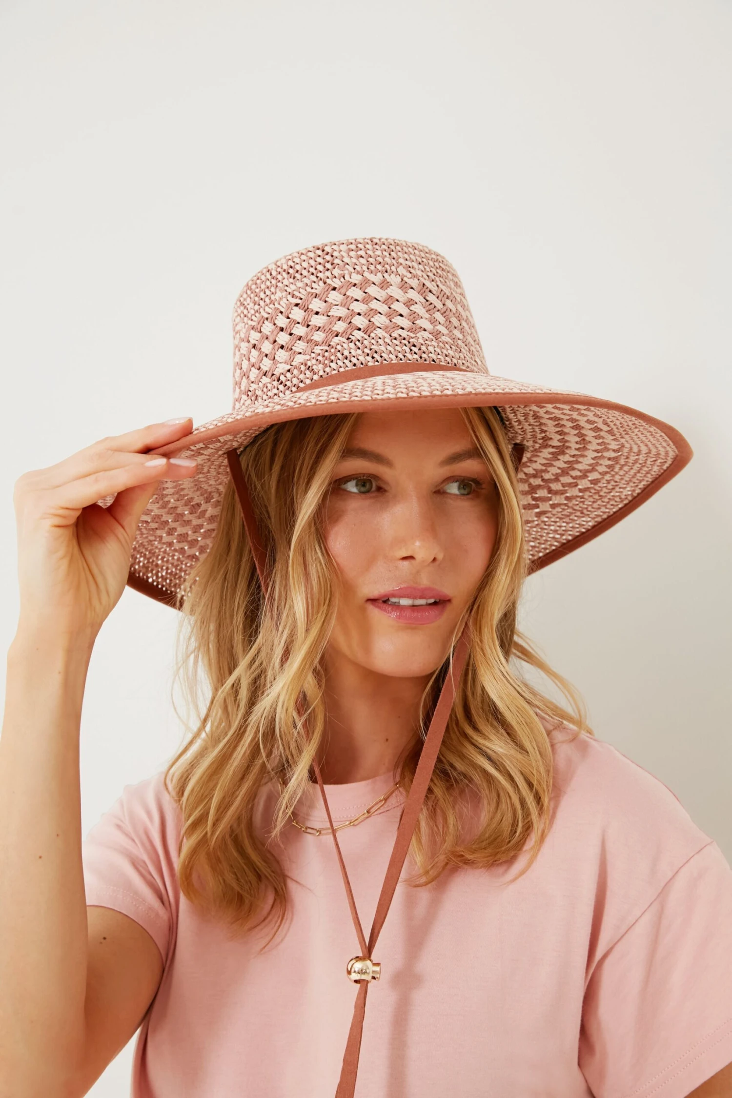 Soft Sunset Brielle Checkered Straw Hat 4 Soft Sunset Brielle Checkered Straw Hat - Image 2