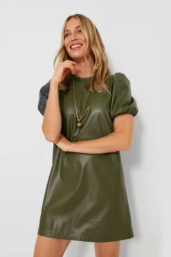 Green Faux Leather McShea Mini Dress