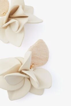 Cream Silk And Leather Orchid Earring -Loeffler Cloth Shop aLKMltKifwINwLbIbE4SrmlQ0xida3Ie 1