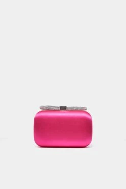 Fuchsia Ada Crystal Bow Clutch