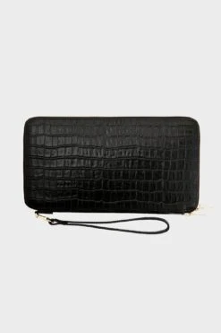 Black Croc Travel Wallet