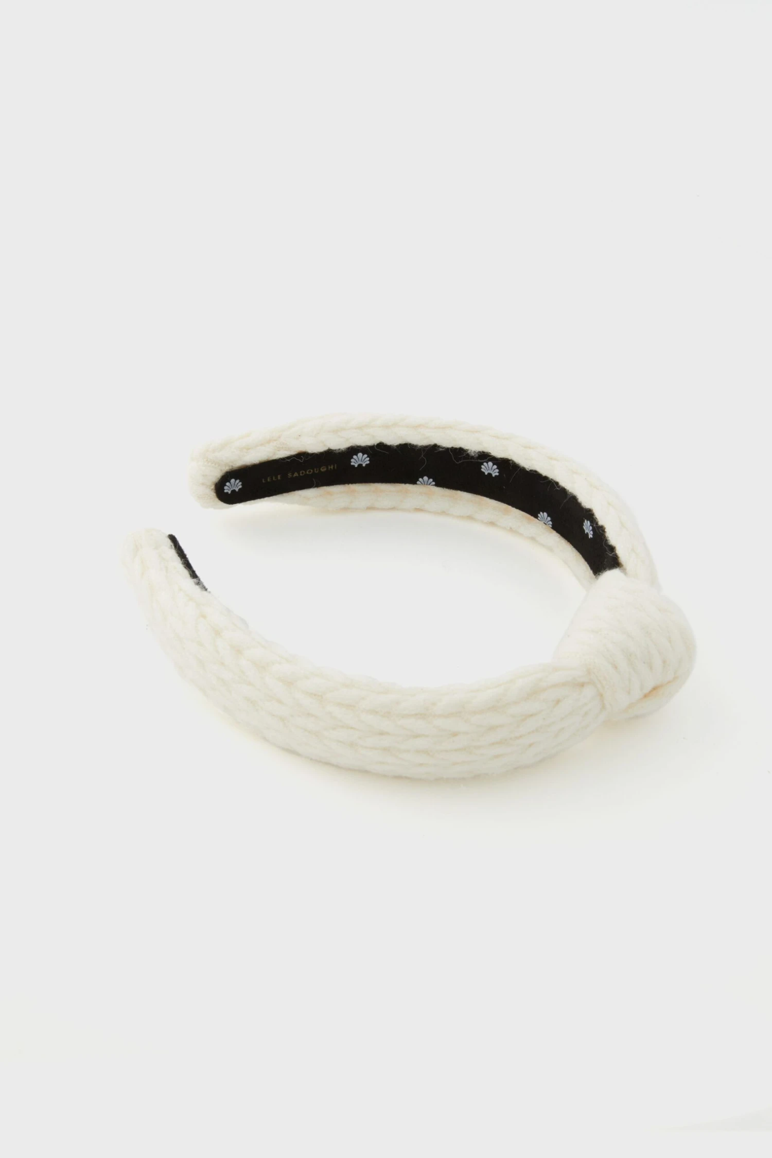 Ivory Cable Knit Slim Knotted Headband 5 Ivory Cable Knit Slim Knotted Headband - Image 3