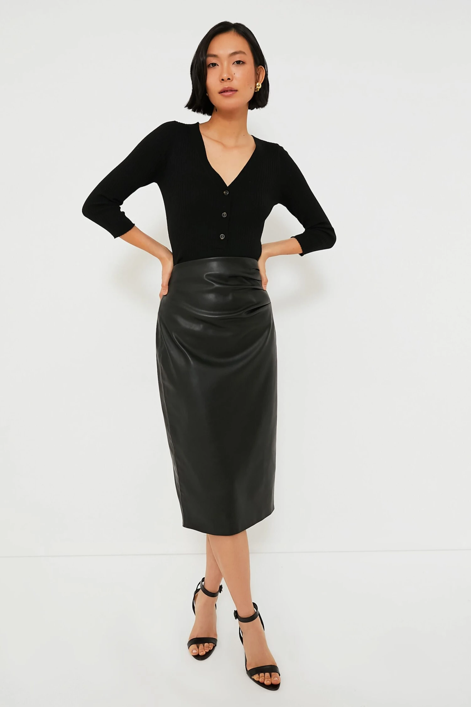 Black Leather Monica Midi Skirt 4 Black Leather Monica Midi Skirt - Image 2