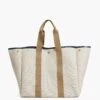 Beige Traversee L Linen Tote