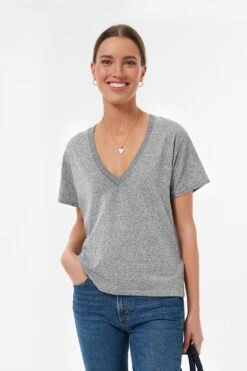 Heather Grey V Neck Tee -Loeffler Cloth Shop ck18Au6h91BhauN1jMuo7HSsQsELVSmy 1