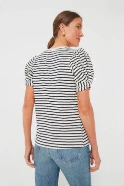 Navy Striped Vesty Puff Short Sleeve Crewneck -Loeffler Cloth Shop cyULVHBV0TEkQVIgH4YSjJp6OK01xAwu 1